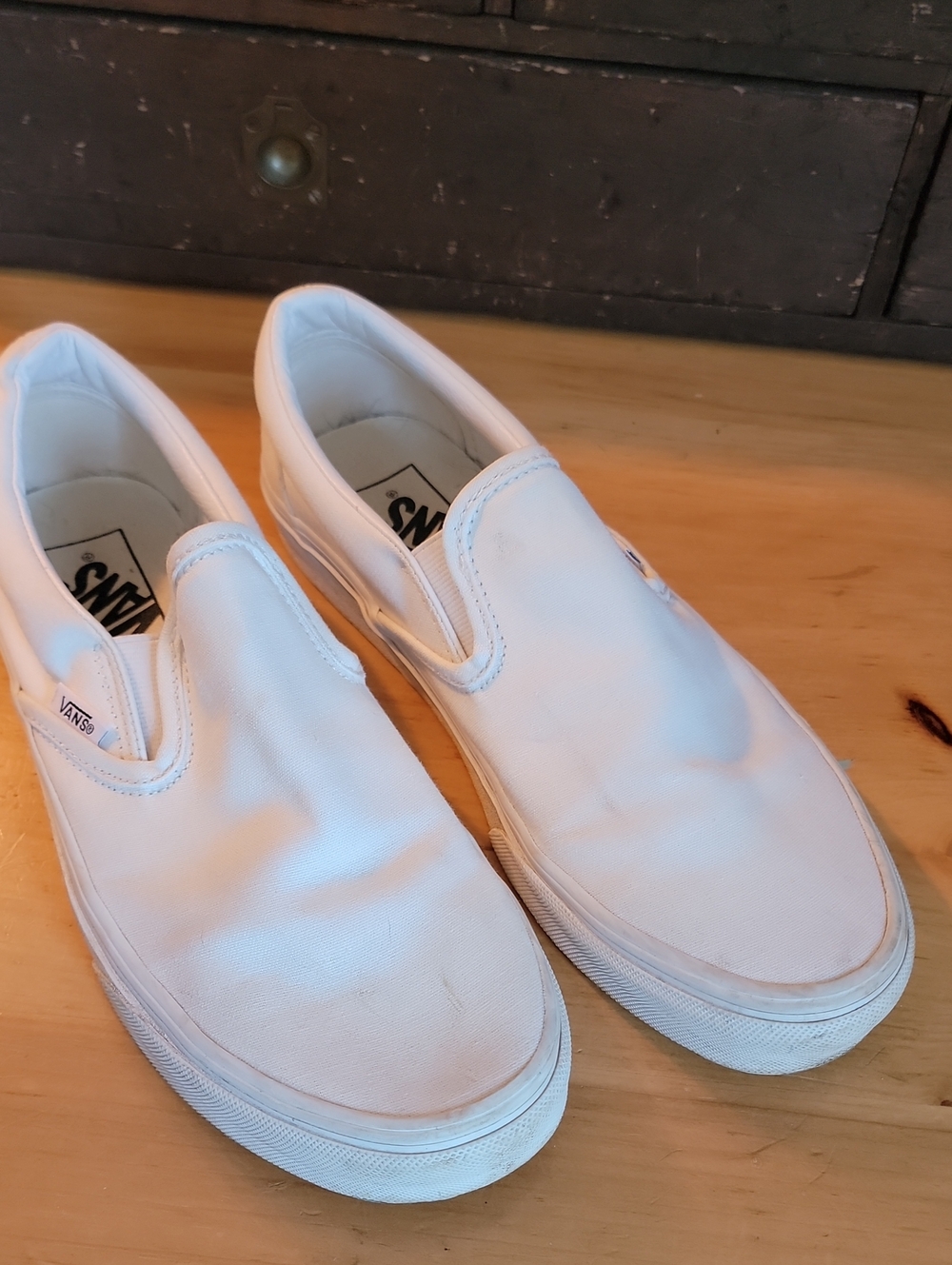 Vans White Slip-On Canvas Shoes